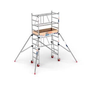 Andaime COMPACT 1+1 em alumínio (3,8 m) + 4 estabilizadores