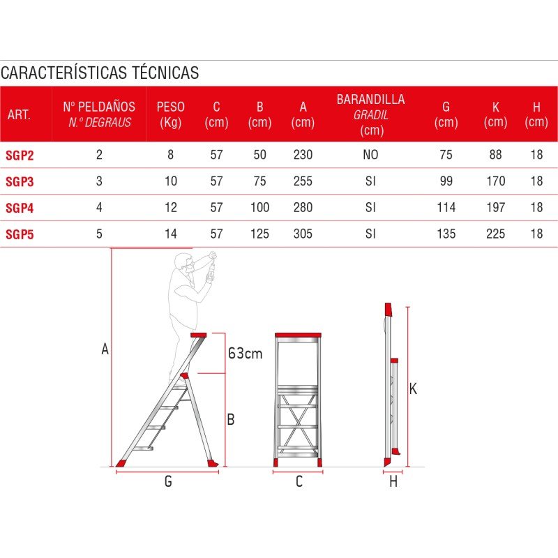Banco de alumínio SGP5 de 5 degraus - Entrega rápida - Image 3